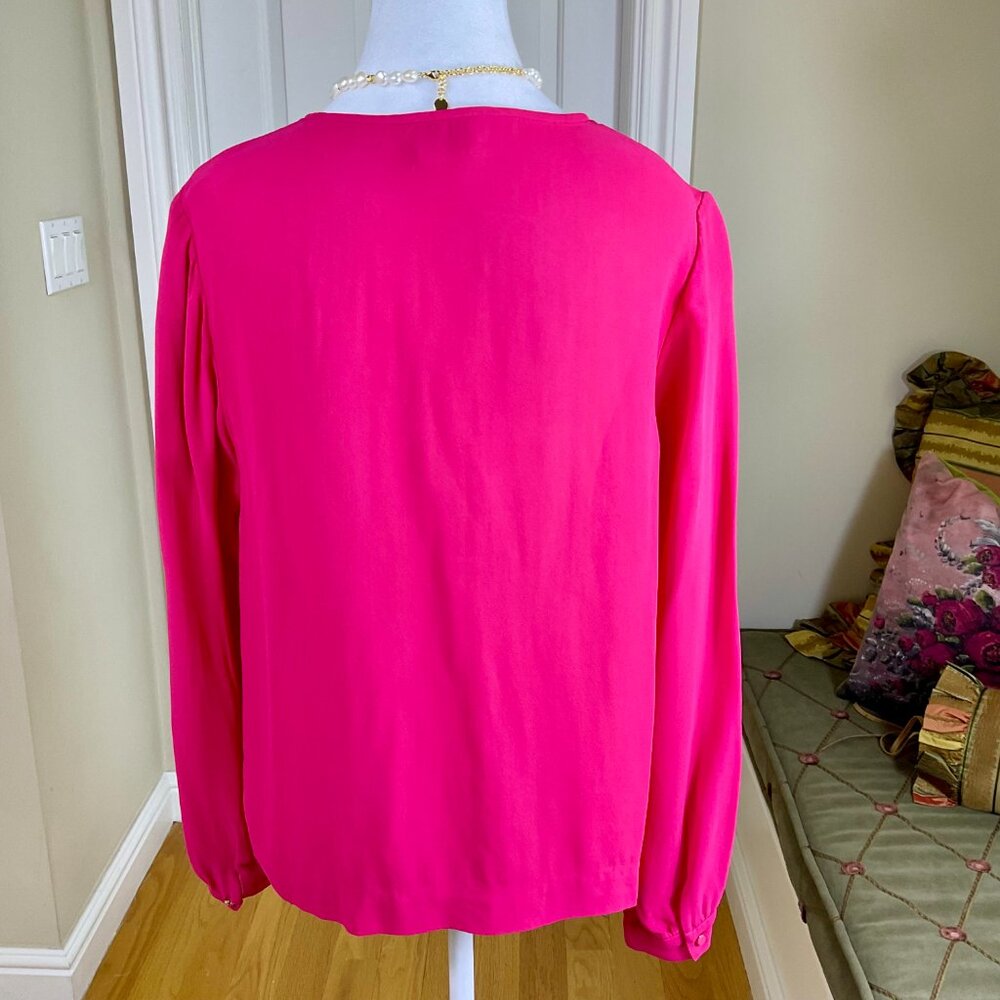 Kate Spade Blouse Long Sleeve Ruffle Collar Pink (8) - Picture 4 of 8